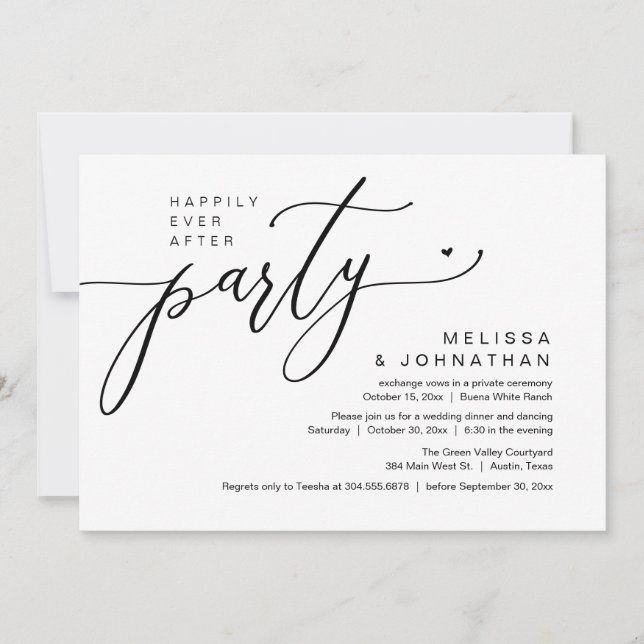 Invitación Afortunadamente Después De La Cena De La Recepción (Anverso)