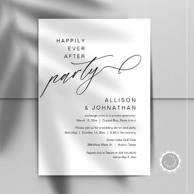 Invitación Afortunadamente Después De La Evolución Fiesta, Bo (Happily Ever After Party, Modern Minimalist Wedding Elopement Invitation, Instant Digital Download)