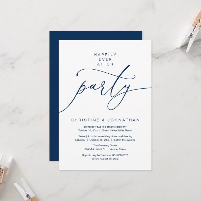 Invitación Afortunadamente Después De La Fiesta, La Cena De E (Anverso/Reverso In Situ)
