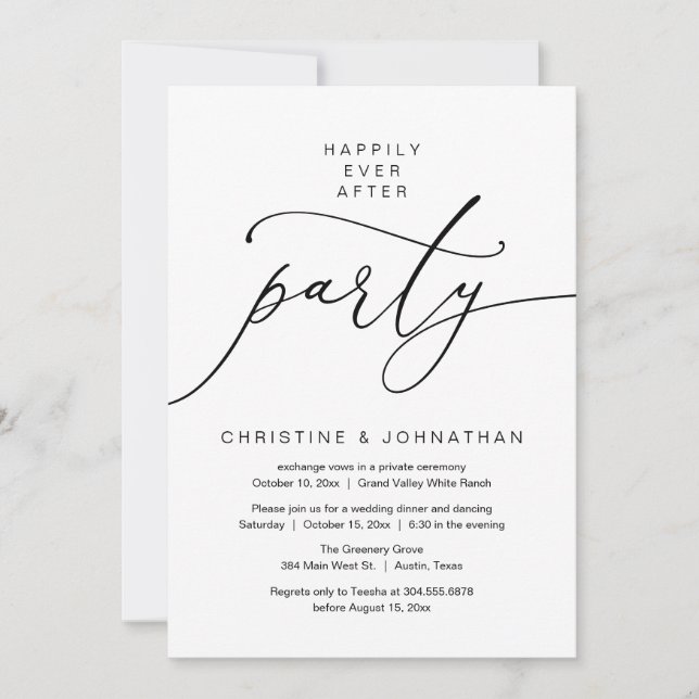 Invitación Afortunadamente Después De La Fiesta, La Cena De E (Anverso)