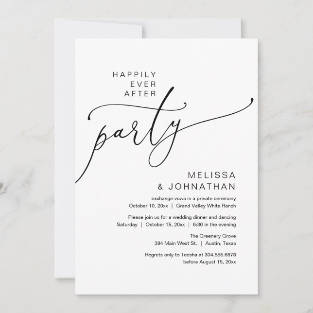 Invitación Afortunadamente Después De La Fiesta, La Cena De E (Anverso)