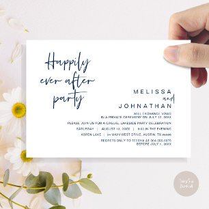 Invitación Afortunadamente después de la fiesta nupcial, azul