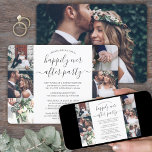 Invitación Afortunadamente después de la recepción de la boda<br><div class="desc">Invite a la familia y a los amigos a una elegante celebración boda sólo en recepción con esta elegante y moderna invitación al collage de 7 fotos. Toda la redacción es simple de personalizar para un primer aniversario, ceremonia de renovación de votos, boda secuencial, fiesta post-salida o cena. Personalizar que...</div>