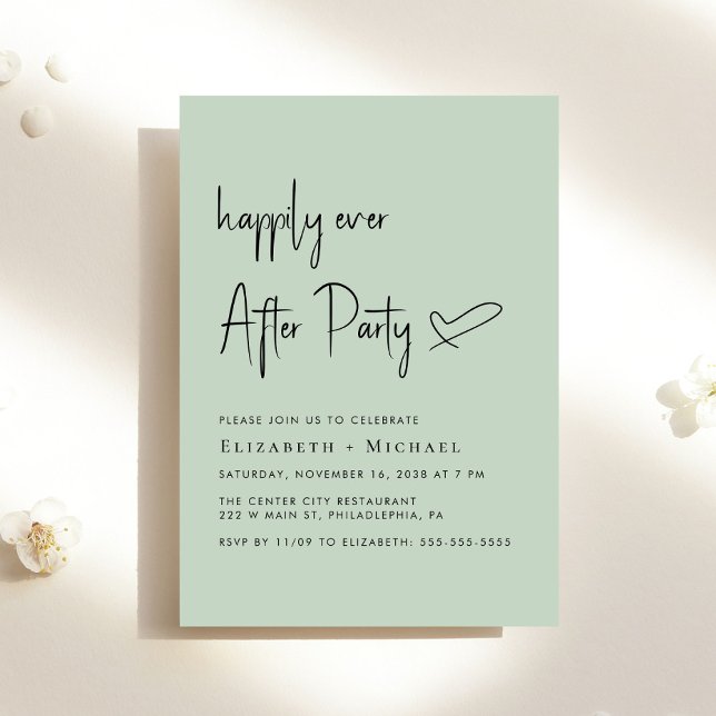 Invitación Afortunadamente Después De La Recepción De La Boda (An chic Happily Ever After Party invitation for your wedding celebration)