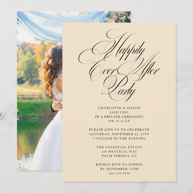 Invitación Afortunadamente Después De La Recepción De La Boda (Anverso / Reverso)