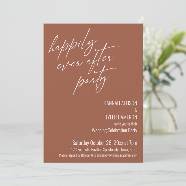 Invitación Afortunadamente Después De La Recepción Fiesta De  (Anverso de pie)