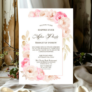 Invitación Afortunadamente Después De La Recepción Floral Ros