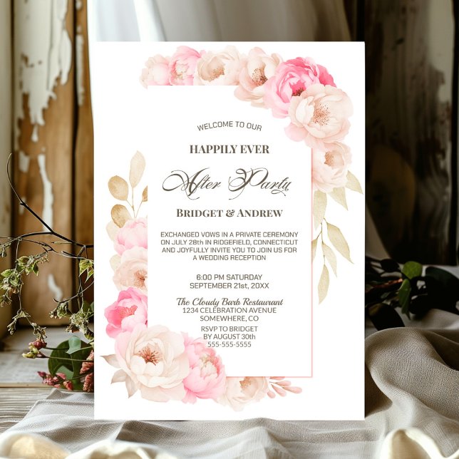Invitación Afortunadamente Después De La Recepción Floral Ros (Subido por el creador)