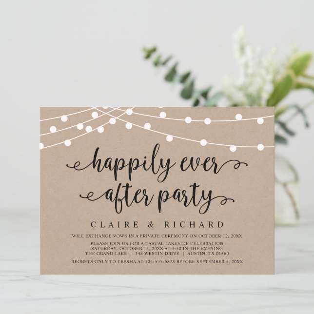 Invitación Afortunadamente Después De Que El Boda Elopement C (Anverso de pie)
