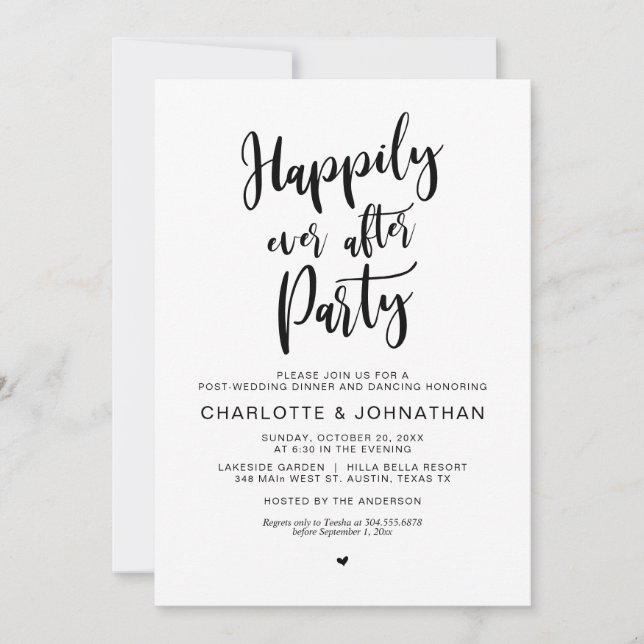 Invitación Afortunadamente Después De Su Fiesta, El Boda Post (Anverso)