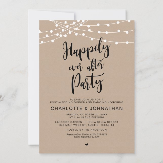 Invitación Afortunadamente Después De Su Fiesta, El Boda Post (Anverso)