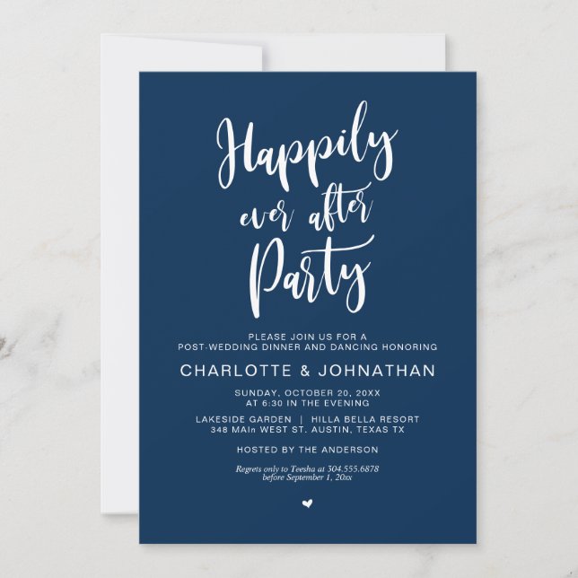 Invitación Afortunadamente Después De Su Fiesta, El Boda Post (Anverso)