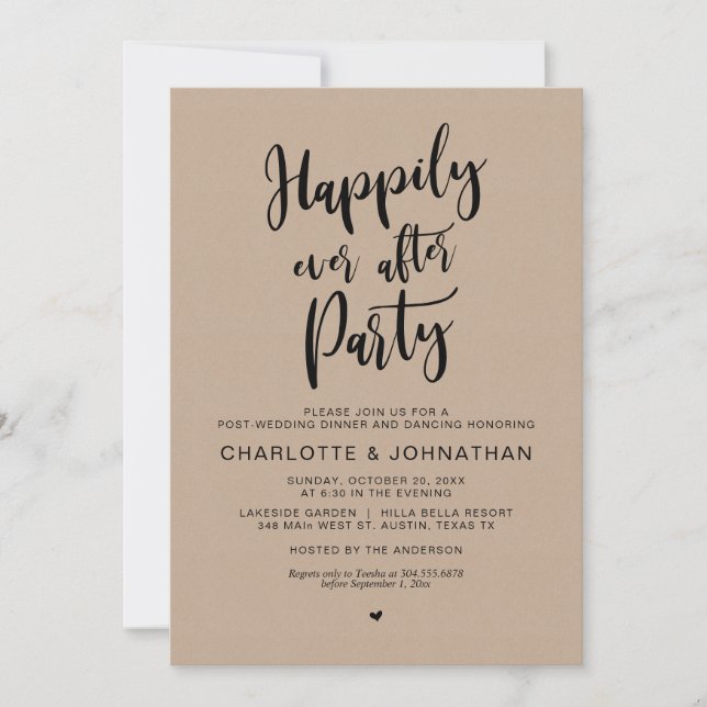 Invitación Afortunadamente Después De Su Fiesta, El Boda Post (Anverso)
