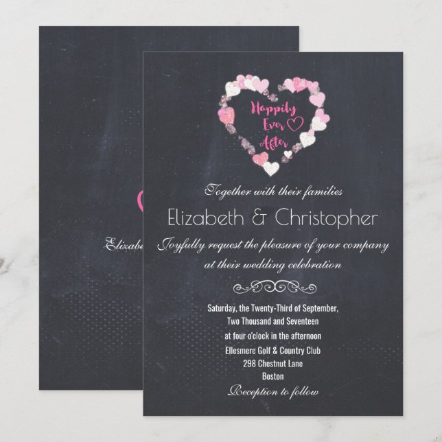 Invitación Afortunadamente Después De Un Boda Purpurinoso Del (Anverso / Reverso)
