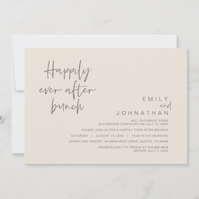 Invitación Afortunadamente Después De Un Brunch Boda, El Gris (Anverso)