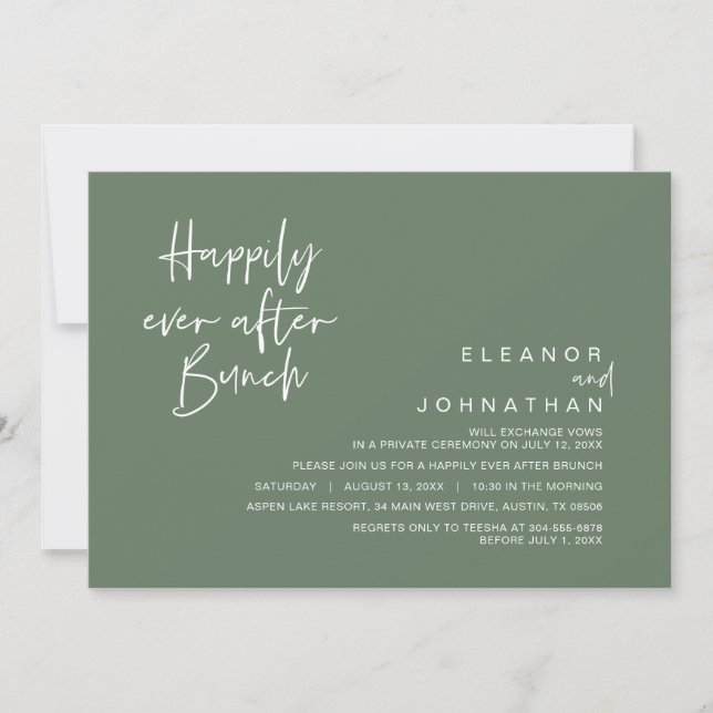 Invitación Afortunadamente Después De Un Brunch Boda, Sage Gr (Anverso)