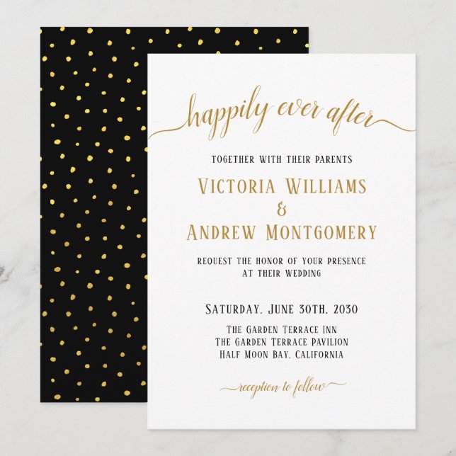 Invitación Afortunadamente, después de un elegante Boda de gu (Anverso / Reverso)