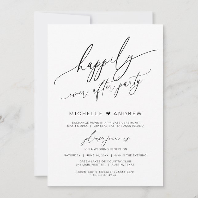 Invitación Afortunadamente Después De Un Éxito Fiesta, Negro  (Anverso)