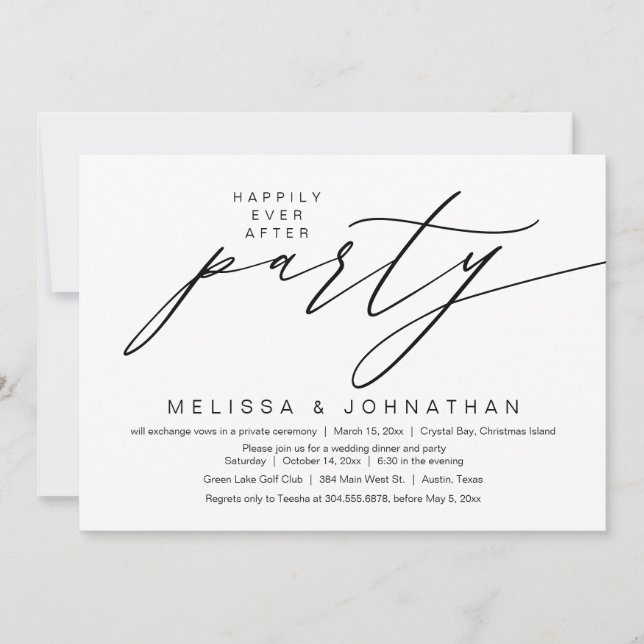 Invitación Afortunadamente Después De Un Fiesta, Boda Elopeme (Anverso)
