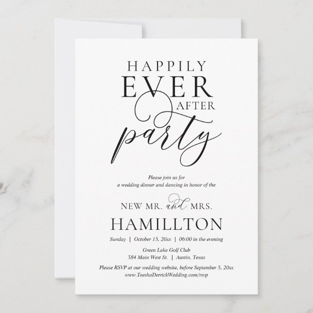 Invitación Afortunadamente Después De Un Fiesta, Boda Fiesta  (Anverso)