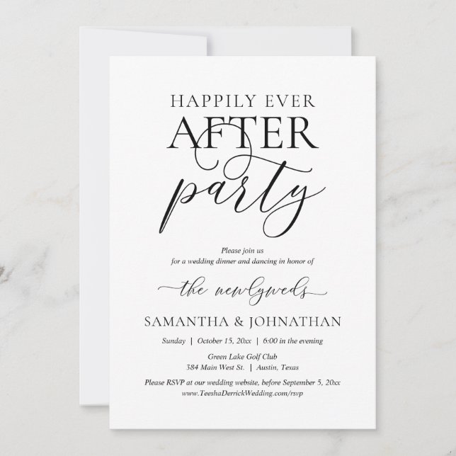 Invitación Afortunadamente Después De Un Fiesta, Boda Fiesta  (Anverso)
