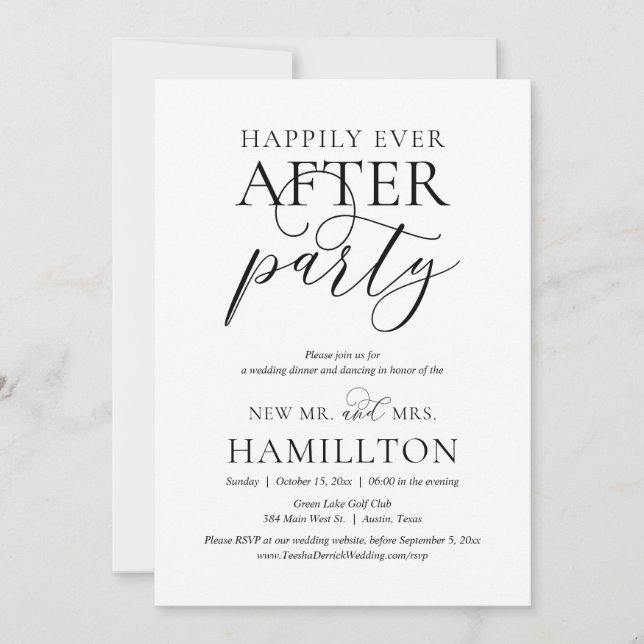 Invitación Afortunadamente Después De Un Fiesta, Boda Fiesta  (Anverso)