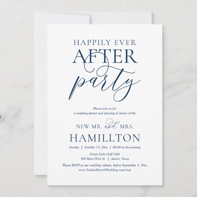 Invitación Afortunadamente Después De Un Fiesta, Boda Fiesta  (Anverso)