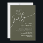 Invitación Afortunadamente Después De Un Fiesta De Elopement<br><div class="desc">Hermosa y moderna Casual Minimal,  verde esquema de verde oliva,  Boda Elopement Afortunadamente después del fiesta,  tarjeta de invitación. Esto es perfecto para tu recepción de bodas y fiesta de celebración post-boda. Agregue los detalles de la invitación a la celebración de la ampliación de su boda.</div>