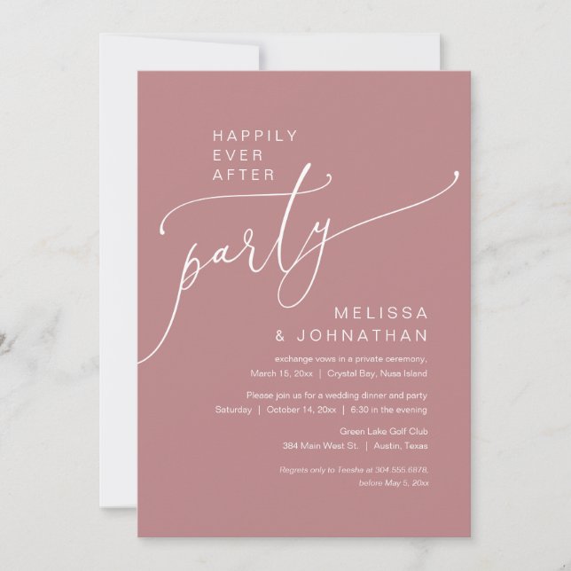 Invitación Afortunadamente Después De Un Fiesta De Elopement  (Anverso)