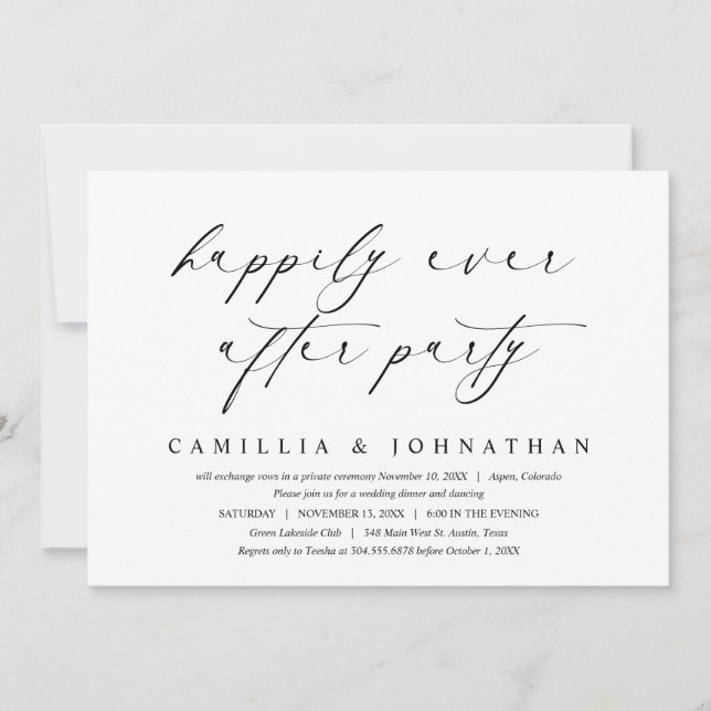 Invitación Afortunadamente Después De Un Fiesta De Elopement  (Anverso)