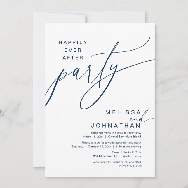 Invitación Afortunadamente Después De Un Fiesta De Elopement  (Anverso)