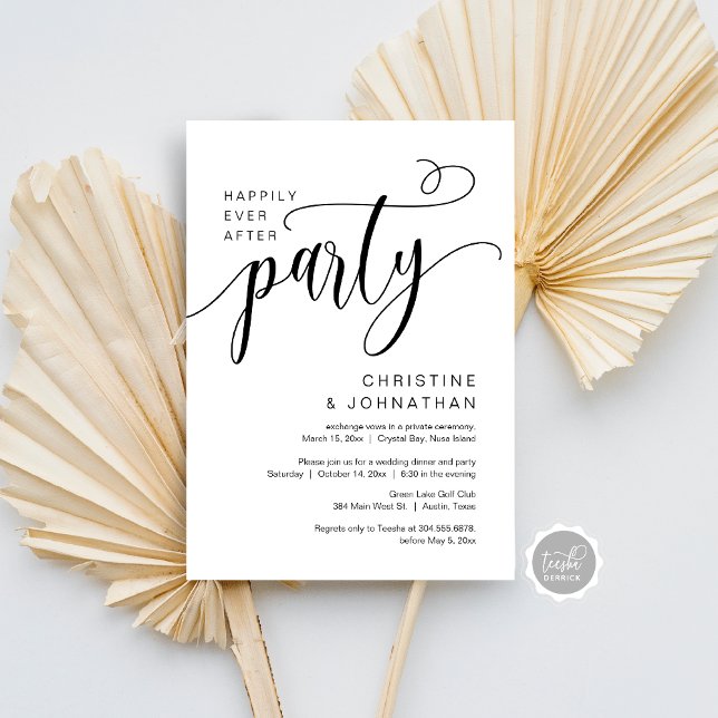 Invitación Afortunadamente Después De Un Fiesta De Elopement  (Happily Ever After Wedding Elopement Party Invitation Card, Digital Instant Download, easy customise)