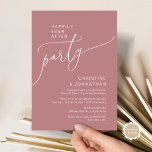 Invitación Afortunadamente Después De Un Fiesta De Elopement<br><div class="desc">Hermosa escritura romántica moderna,  en un tema polvoriento rosado Rosa. Boda Elopement Feliz para siempre después del fiesta,  tarjeta de invitación. Esto es perfecto para tu recepción de bodas y fiesta de celebración post-boda. Teesha Derrick</div>