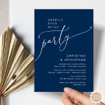 Invitación Afortunadamente Después De Un Fiesta De Elopement<br><div class="desc">Hermosa escritura romántica moderna,  en tema azul marino. Boda Elopement Feliz para siempre después del fiesta,  tarjeta de invitación. Esto es perfecto para tu recepción de bodas y fiesta de celebración post-boda. Teesha Derrick</div>
