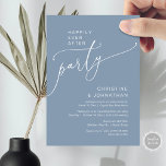 Invitación Afortunadamente Después De Un Fiesta De Elopement<br><div class="desc">Hermosa escritura romántica moderna,  en un polvoriento tema azul. Boda Elopement Feliz para siempre después del fiesta,  tarjeta de invitación. Esto es perfecto para tu recepción de bodas y fiesta de celebración post-boda. Teesha Derrick</div>