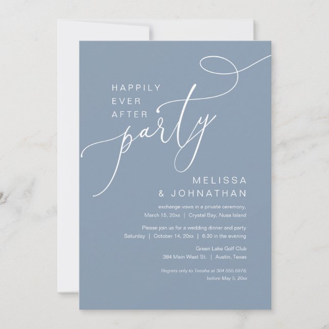 Invitación Afortunadamente Después De Un Fiesta De Elopement  (Anverso)