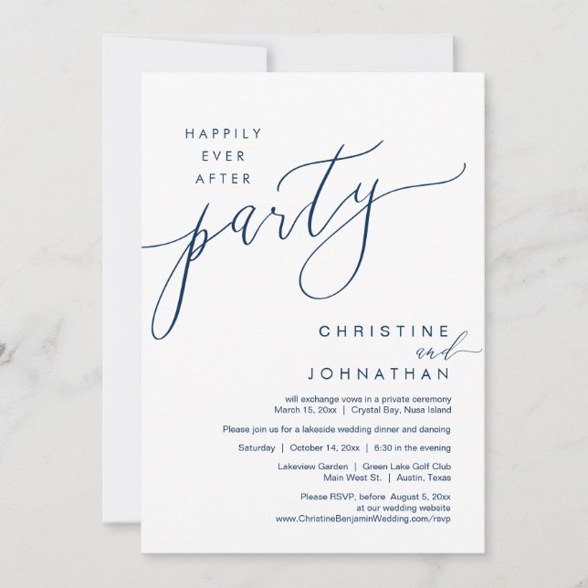 Invitación Afortunadamente Después De Un Guión De Fiesta, Bod (Anverso)