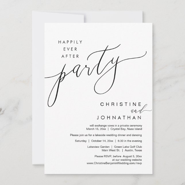 Invitación Afortunadamente Después De Un Guión De Fiesta, Bod (Anverso)