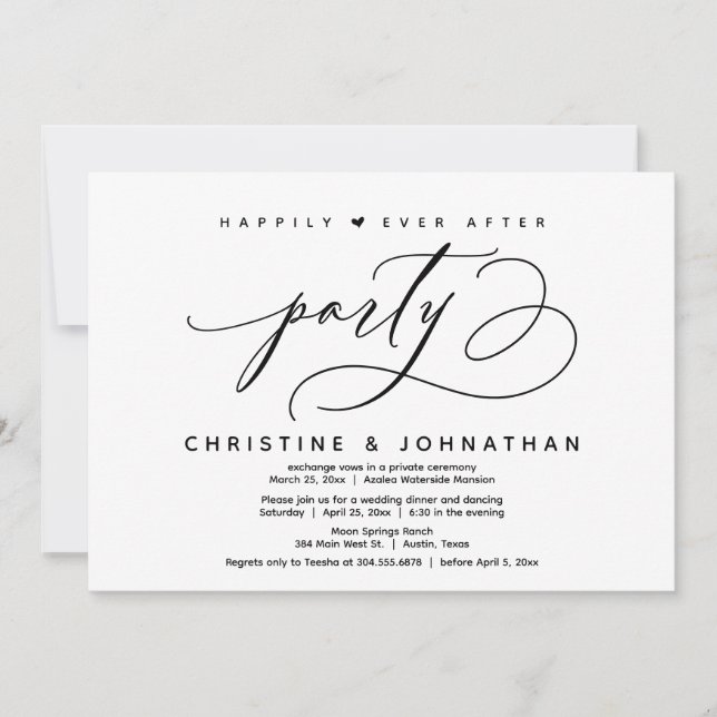 Invitación Afortunadamente Después De Una Cena Fiesta, Modern (Anverso)