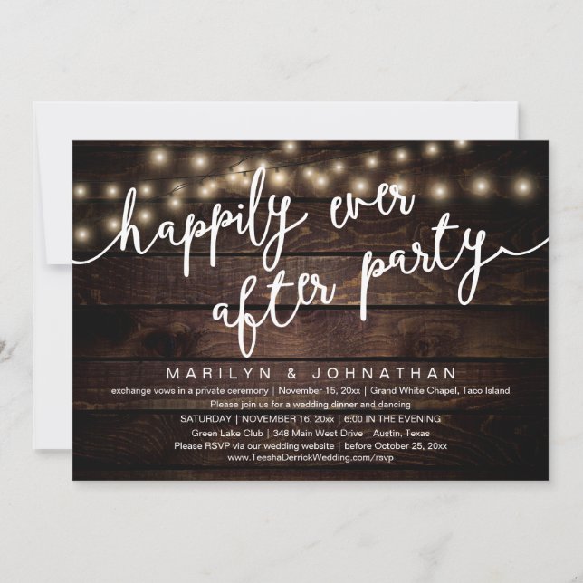Invitación Afortunadamente Después De Una Cena Fiesta Y Rústi (Anverso)