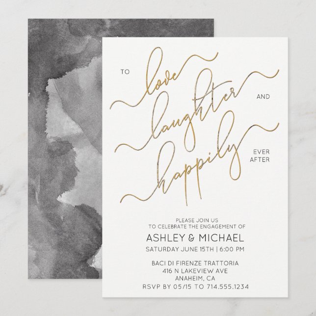 Invitación Afortunadamente Después De Una Simple Y Elegante F (Anverso / Reverso)