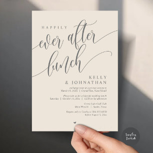 Invitación Afortunadamente después del almuerzo Boda, crema g