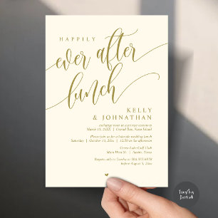 Invitación Afortunadamente después del almuerzo Boda, oro ama