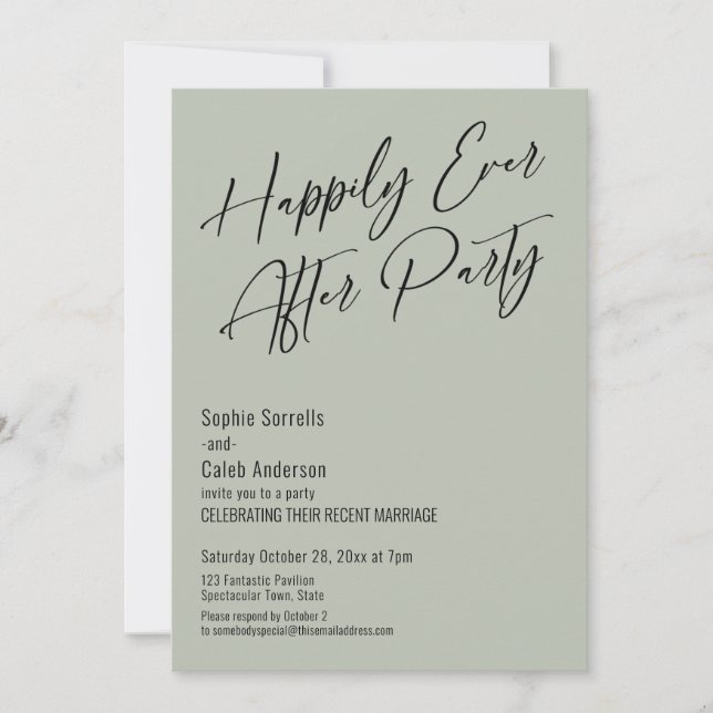 Invitación Afortunadamente Después Del Fiesta Elegante Y Eleg (Anverso)