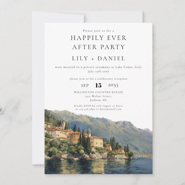 Invitación Afortunadamente después del lago Como Boda italian (Anverso)