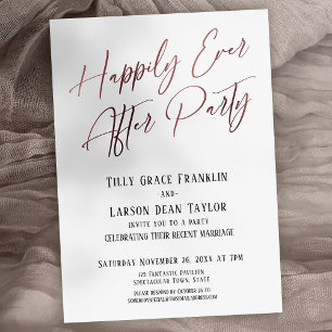 Invitación Afortunadamente Después Del Rosa Fiesta Elegante O