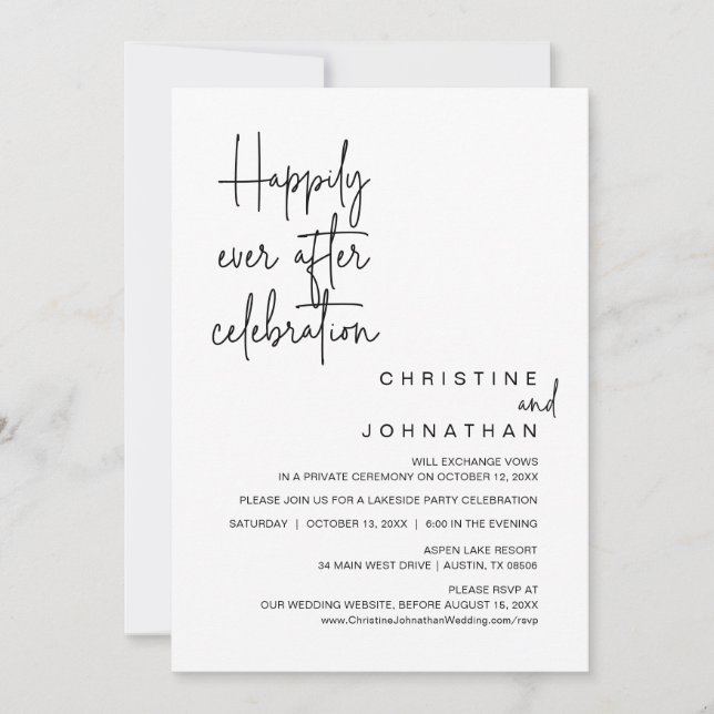 Invitación Afortunadamente, después, la celebración del Boda  (Anverso)