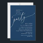 Invitación Afortunadamente, Fiesta de Elopement, Boda de la A<br><div class="desc">Hermoso Casual Minimal moderno,  letra con guión azul de la Marina,  Elopement Boda Feliz por el fiesta,  tarjeta de invitación. Esto es perfecto para tu recepción de bodas y fiesta de celebración post-boda. Añade tus detalles en letras / fuentes coincidentes. Teesha Derrick</div>