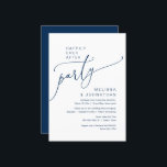 Invitación Afortunadamente, Fiesta de Elopement, Boda de la M<br><div class="desc">Hermoso Casual Minimal moderno,  letra con guión azul de la Marina,  Elopement Boda Feliz por el fiesta,  tarjeta de invitación. Esto es perfecto para tu recepción de bodas y fiesta de celebración post-boda. Añade tus detalles en letras / fuentes coincidentes. Teesha Derrick</div>