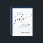 Invitación Afortunadamente, Fiesta de Elopement, Boda de la M<br><div class="desc">Hermoso Casual Minimal moderno,  letra con guión azul de la Marina,  Elopement Boda Feliz por el fiesta,  tarjeta de invitación. Esto es perfecto para tu recepción de bodas y fiesta de celebración post-boda. Añade tus detalles en letras / fuentes coincidentes. Teesha Derrick</div>
